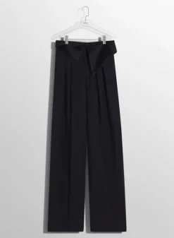 Women MUGLER black satin cummerbund trousers