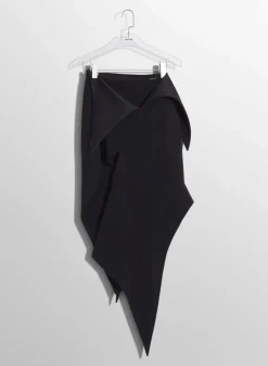 Women MUGLER black satin cummerbund wool skirt
