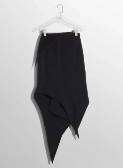 Women MUGLER black satin cummerbund wool skirt