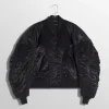Women MUGLER black satiny bomber jacket