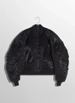 Women MUGLER black satiny bomber jacket