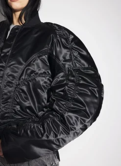 Women MUGLER black satiny bomber jacket