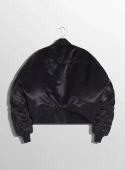 Women MUGLER black satiny bomber jacket