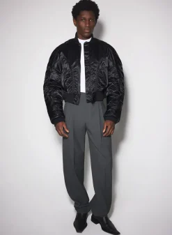 Women MUGLER black satiny bomber jacket