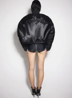 Women MUGLER black satiny bomber jacket