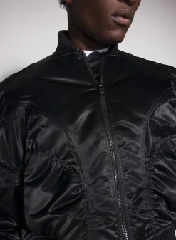 Women MUGLER black satiny bomber jacket