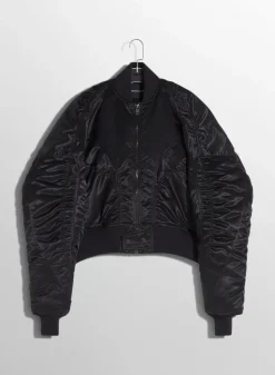 Women MUGLER black satiny bomber jacket