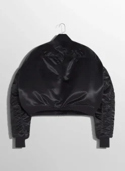Women MUGLER black satiny bomber jacket