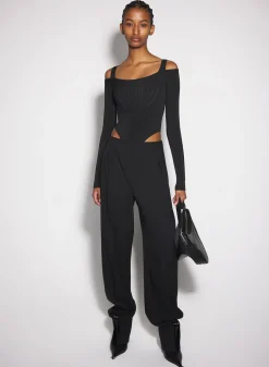 Women MUGLER black sculpting knit bodysuit
