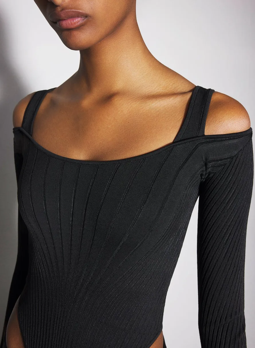 Women MUGLER black sculpting knit bodysuit