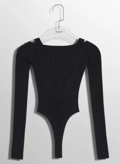 Women MUGLER black sculpting knit bodysuit