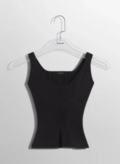 Women MUGLER black sculpting knit tank top