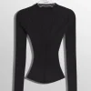 Women MUGLER black sculpting knit top