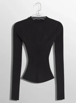 Women MUGLER black sculpting knit top
