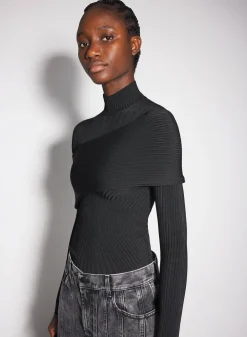 Women MUGLER black sculpting knit top