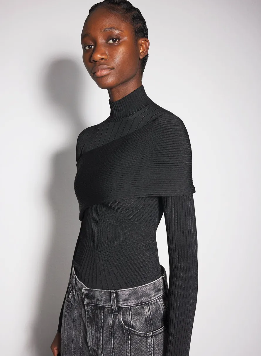 Women MUGLER black sculpting knit top