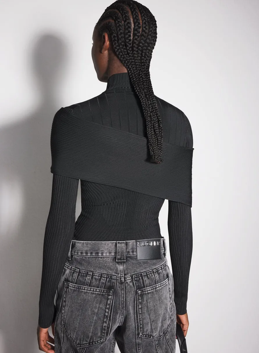 Women MUGLER black sculpting knit top