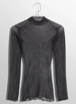 Women MUGLER black sculpting sheer knit top