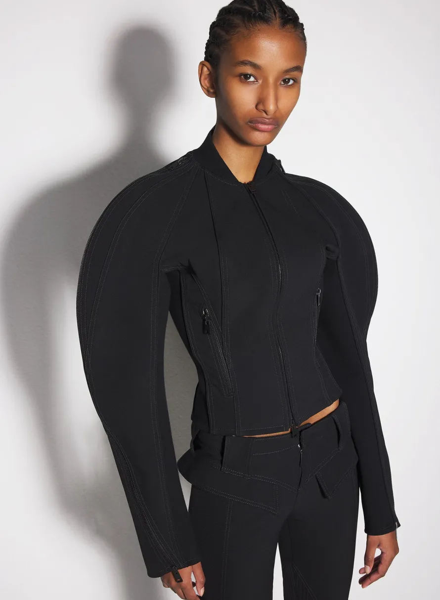 Women MUGLER black sculptured scuba jacket