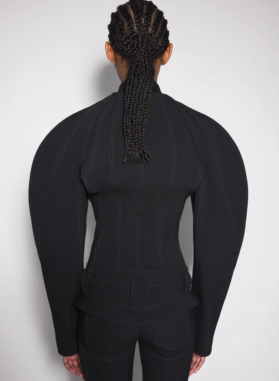 Women MUGLER black sculptured scuba jacket