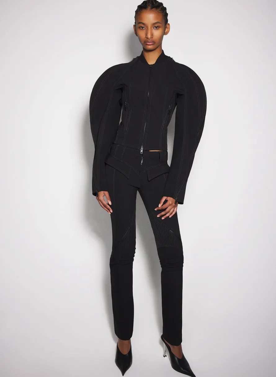 Women MUGLER black sculptured scuba jacket