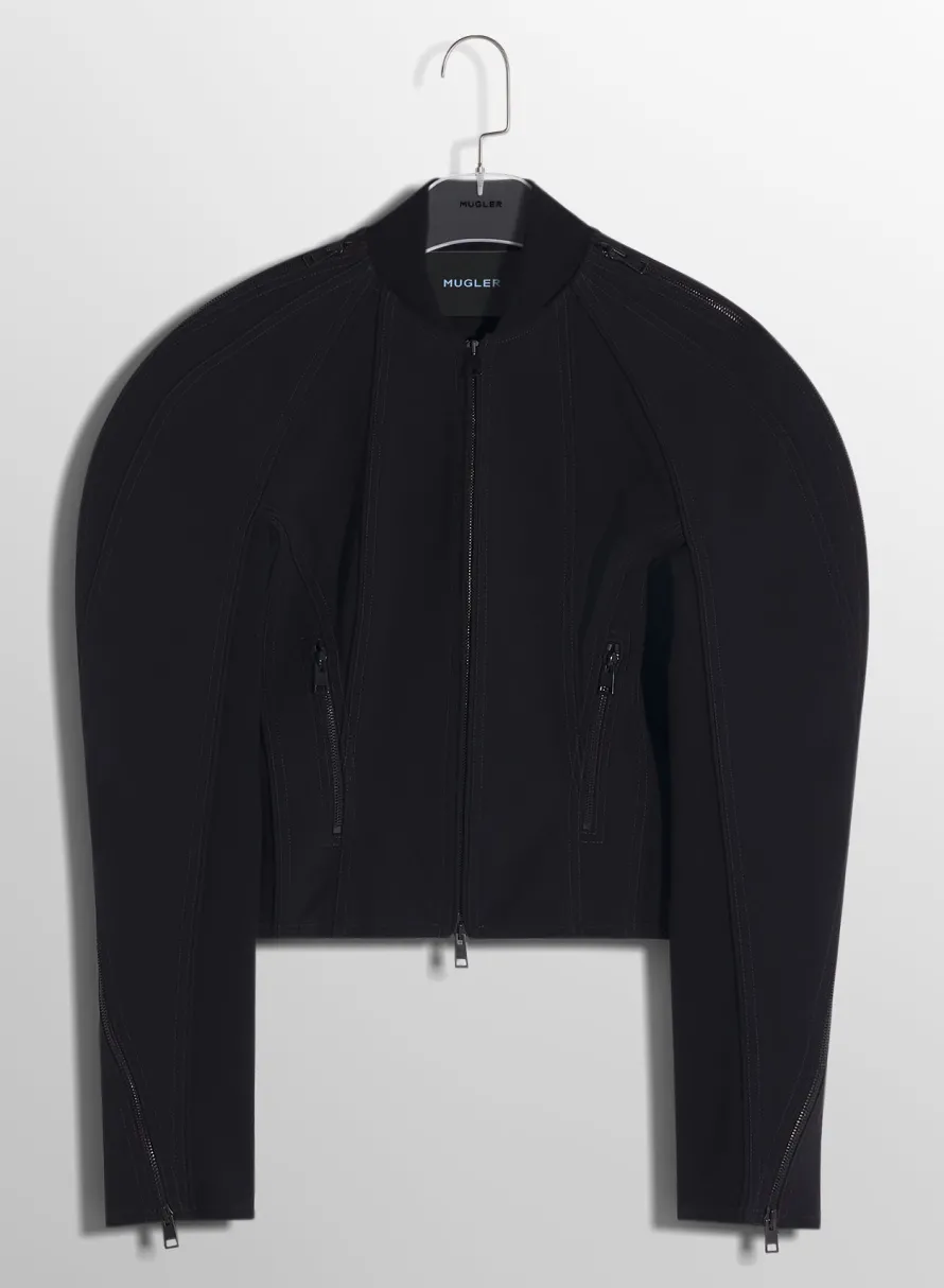 Women MUGLER black sculptured scuba jacket