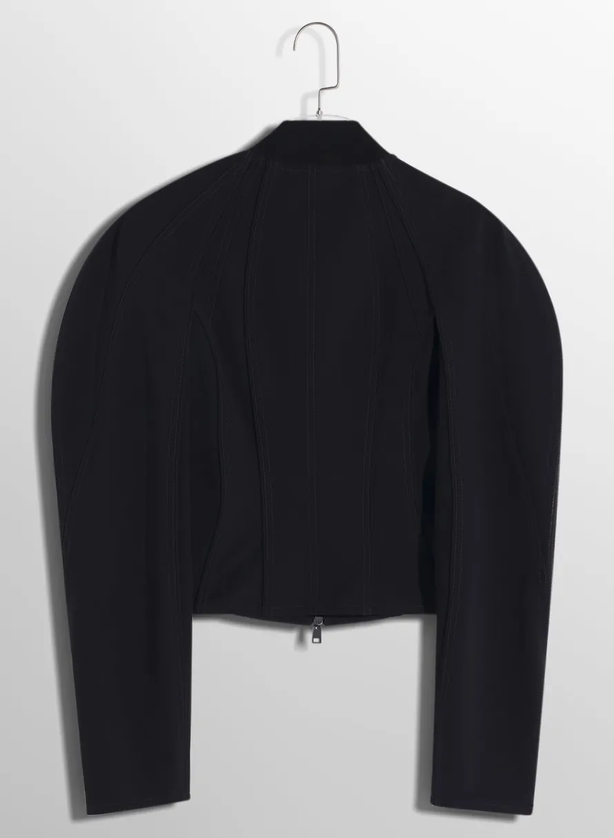 Women MUGLER black sculptured scuba jacket