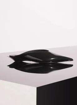 MUGLER black shiny leather fang flat mules