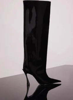 MUGLER black shiny leather fang 95 boots