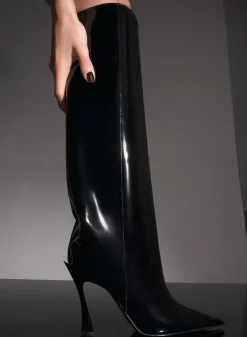 MUGLER black shiny leather fang 95 boots