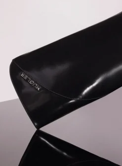MUGLER black shiny leather santiag boots