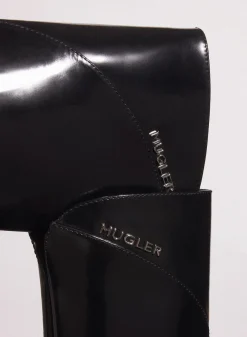 MUGLER black shiny leather santiag boots