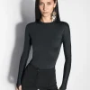 Women MUGLER black shoulder logo bodysuit