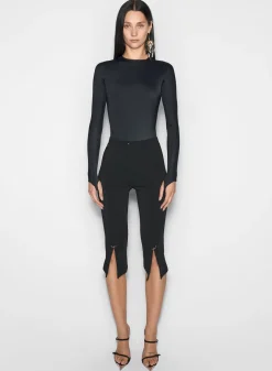 Women MUGLER black shoulder logo bodysuit