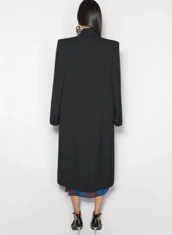 Women MUGLER black single-breasted wool coat