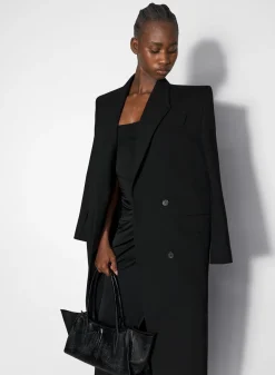 Women MUGLER black single-breasted wool coat