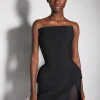 Women MUGLER black slitted tailored bustier dress