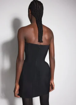 Women MUGLER black slitted tailored bustier dress
