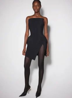 Women MUGLER black slitted tailored bustier dress