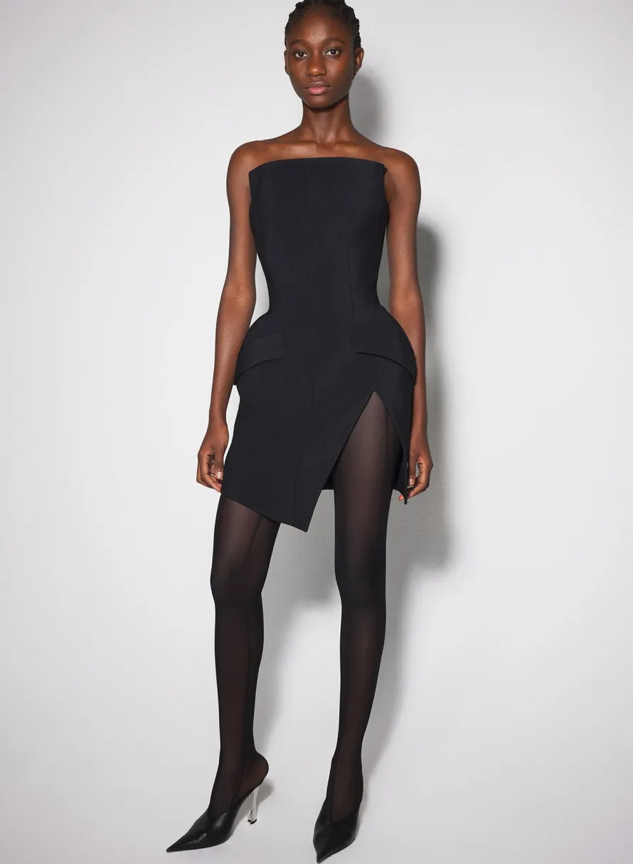 Women MUGLER black slitted tailored bustier dress