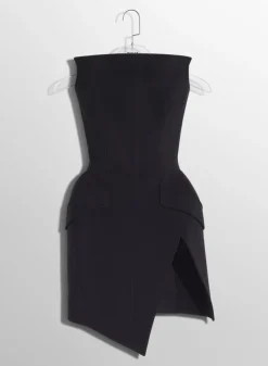 Women MUGLER black slitted tailored bustier dress