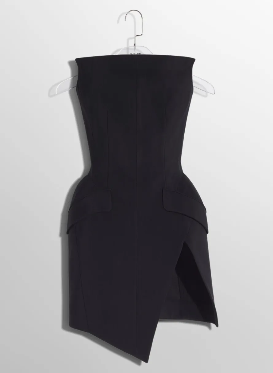 Women MUGLER black slitted tailored bustier dress