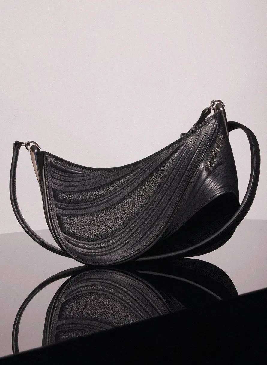 MUGLER black small embossed spiral curve 01