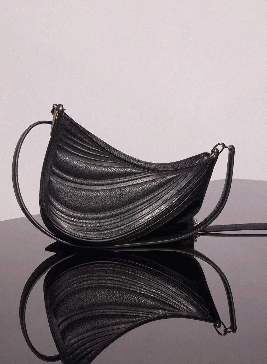 MUGLER black small embossed spiral curve 01