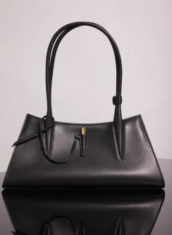 MUGLER black smooth leather fang bag