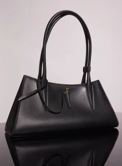 MUGLER black smooth leather fang bag