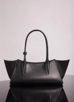 MUGLER black smooth leather fang bag