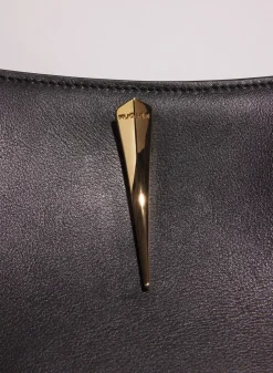 MUGLER black smooth leather fang bag