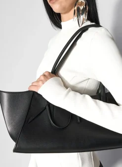 MUGLER black smooth leather fang bag