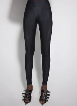 Women MUGLER black spiral leggings